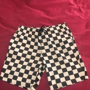 Checkered sweat pant shorts